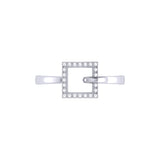 On The Block Square Diamond Ring in Sterling Silver