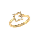 On The Block Square Diamond Ring in Sterling Silver in 14K Yellow Gold Vermeil on Sterling Silver