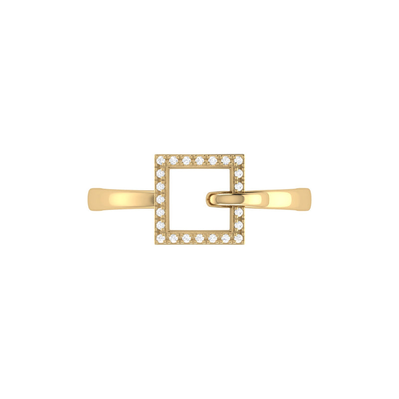 On The Block Square Diamond Ring in 14K Yellow Gold