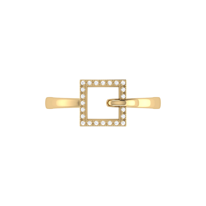 On The Block Square Diamond Ring in Sterling Silver in 14K Yellow Gold Vermeil on Sterling Silver