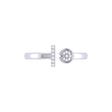 Pac-Man Lane Diamond Open Ring in Sterling Silver