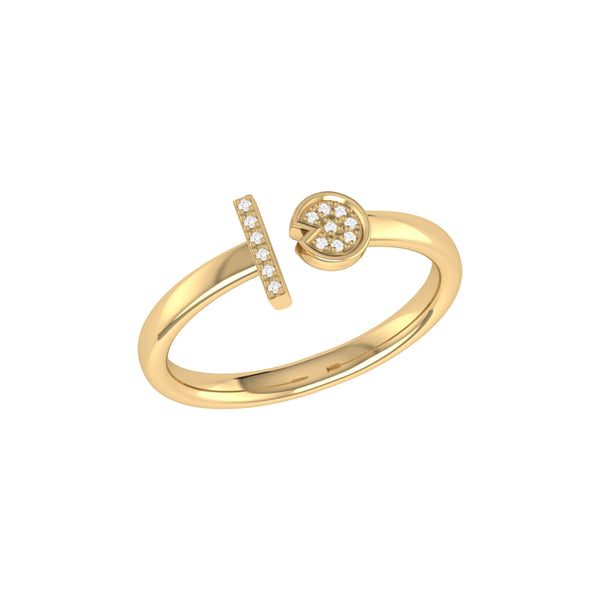Pac-Man Lane Diamond Open Ring in 14K Yellow Gold Vermeil on Sterling Silver