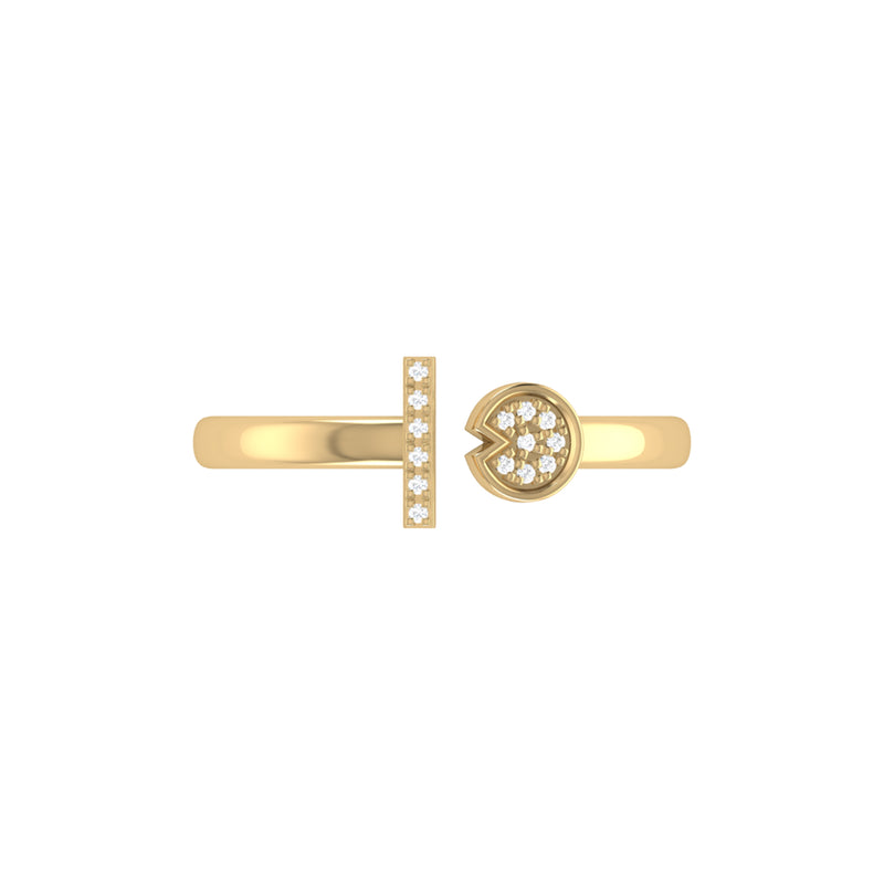 Pac-Man Lane Diamond Open Ring in 14K Yellow Gold Vermeil on Sterling Silver