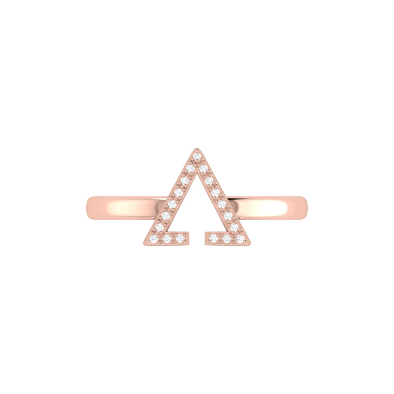 Aim High Open Triangle Diamond Ring in 14K Rose Gold