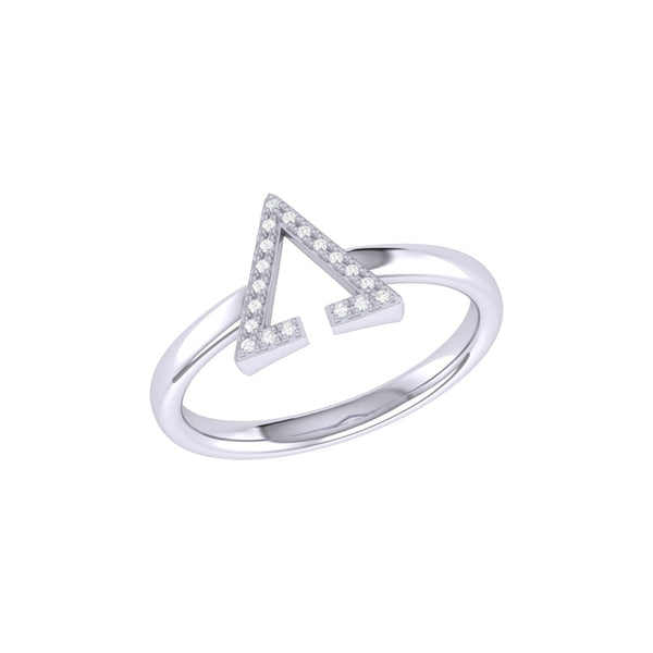 Aim High Open Triangle Diamond Ring in 14K White Gold