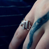 Aim High Open Triangle Diamond Ring in Sterling Silver
