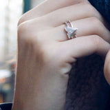 On Point Triangle Diamond Ring in Sterling Silver
