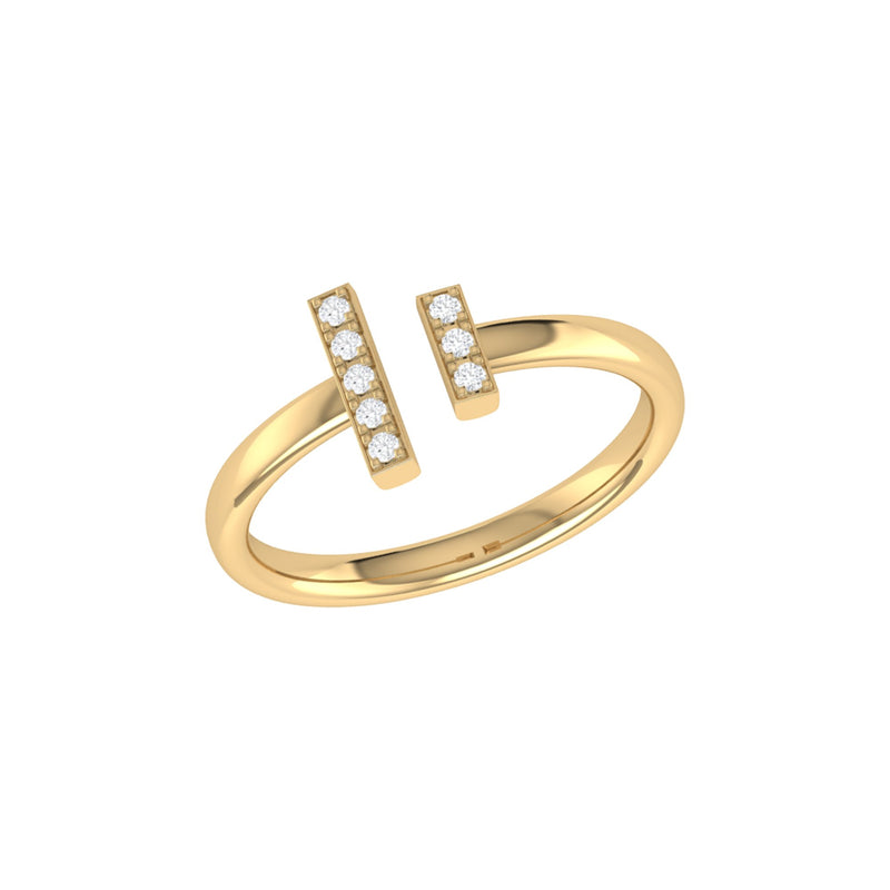 Parallel Park Double Diamond Bar Open Ring in 14K Yellow Gold