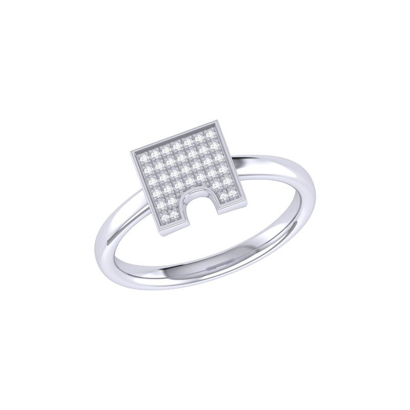 City Arches Square Diamond Ring in Sterling Silver