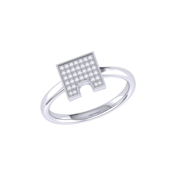 City Arches Square Diamond Ring in 14K White Gold