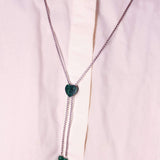 Luv Me Green Aventurine Adjustable Heart Necklace in Sterling Silver
