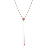 Luv Me Rhodochrosite Adjustable Heart Necklace in 14K Rose Gold Plated Sterling Silver