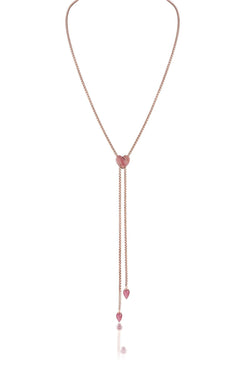 Luv Me Rhodochrosite Adjustable Heart Necklace in 14K Rose Gold Plated Sterling Silver