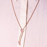 Luv Me Rhodochrosite Adjustable Heart Necklace in 14K Rose Gold Plated Sterling Silver