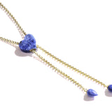 Luv Me Sodalite Adjustable Heart Necklace in 14K Yellow Gold Plated Sterling Silver