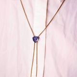 Luv Me Sodalite Adjustable Heart Necklace in 14K Yellow Gold Plated Sterling Silver