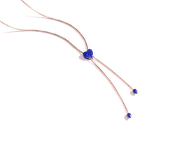 Luv Me Lapis Adjustable Heart Necklace in 14K Rose Gold Plated Sterling Silver
