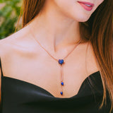 Luv Me Lapis Adjustable Heart Necklace in 14K Rose Gold Plated Sterling Silver
