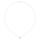 Cushion Cut Opal & Diamond Birthstone Necklace In 14K White Gold