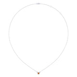 Cushion Cut Citrine & Diamond Birthstone Necklace In 14K White Gold