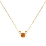 Cushion Cut Citrine & Diamond Birthstone Necklace In 14K Yellow Gold