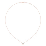Cushion Cut Aquamarine & Diamond Birthstone Necklace In 14K Rose Gold