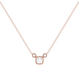 Cushion Cut Diamond Birthstone Necklace In 14K Rose Gold