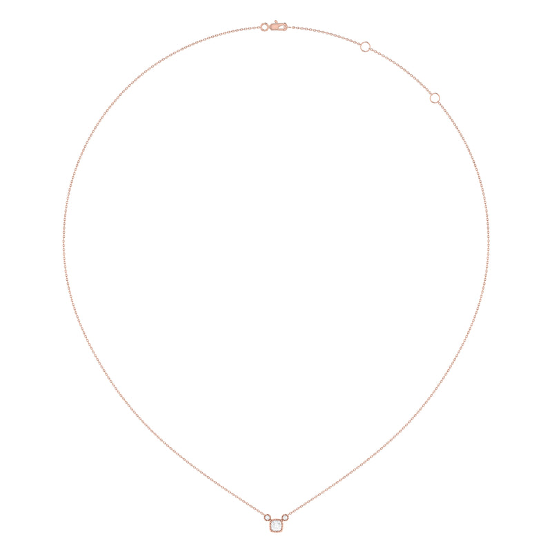 Cushion Cut Diamond Birthstone Necklace In 14K Rose Gold