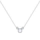 Cushion Cut Diamond Birthstone Necklace In 14K White Gold