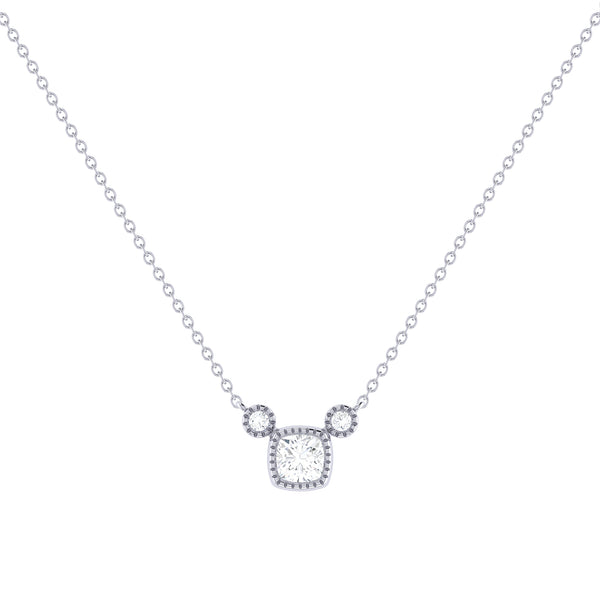 Pear Shaped Diamond Birthstone Necklace In 14K White Gold