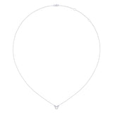 Cushion Cut Diamond Birthstone Necklace In 14K White Gold