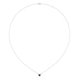Cushion Cut Alexandrite & Diamond Birthstone Necklace In 14K White Gold