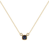 Cushion Cut Alexandrite & Diamond Birthstone Necklace In 14K Yellow Gold