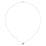 Cushion Cut Ruby & Diamond Birthstone Necklace In 14K Yellow Gold