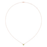 Cushion Cut Peridot & Diamond Birthstone Necklace In 14K Rose Gold