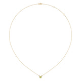 Cushion Cut Peridot & Diamond Birthstone Necklace In 14K Yellow Gold