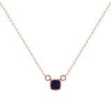 Cushion Cut Sapphire & Diamond Birthstone Necklace In 14K Rose Gold