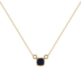 Cushion Cut Sapphire & Diamond Birthstone Necklace In 14K Yellow Gold