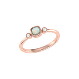 Cushion Cut Opal & Diamond Birthstone Ring In 14K Rose Gold