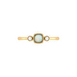Cushion Cut Opal & Diamond Birthstone Ring In 14K Yellow Gold
