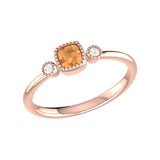 Cushion Cut Citrine & Diamond Birthstone Ring In 14K Rose Gold