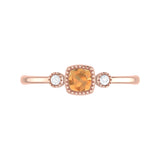 Cushion Cut Citrine & Diamond Birthstone Ring In 14K Rose Gold