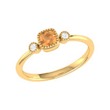 Cushion Cut Citrine & Diamond Birthstone Ring In 14K Yellow Gold
