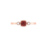 Cushion Cut Garnet & Diamond Birthstone Ring In 14K Rose Gold