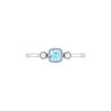Cushion Cut Aquamarine & Diamond Birthstone Ring In 14K White Gold