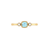 Cushion Cut Aquamarine & Diamond Birthstone Ring In 14K Yellow Gold