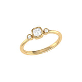 Cushion Cut Diamond Birthstone Ring In 14K Yellow Gold