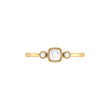 Cushion Cut Diamond Birthstone Ring In 14K Yellow Gold