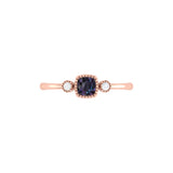 Cushion Cut Alexandrite & Diamond Birthstone Ring In 14K Rose Gold