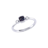 Cushion Cut Alexandrite & Diamond Birthstone Ring In 14K White Gold